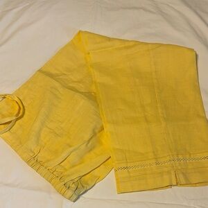 Sag Harbor Yellow Elastic Waist Linen Pants